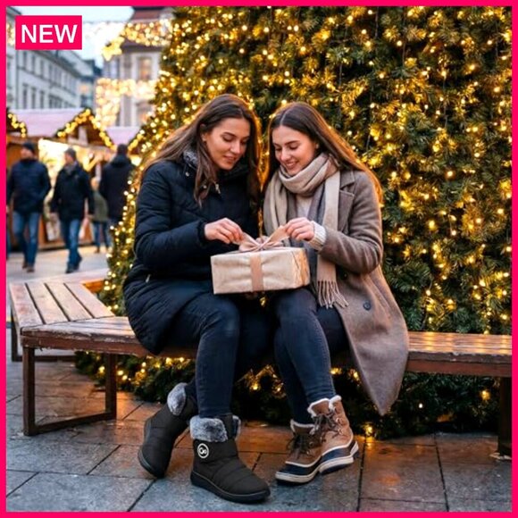 Women's Waterproof Snow Boots Fur Lined Slip On Winter Outdoor - Picture 4 of 8